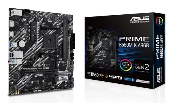ASUS PRIME B550M-K ARGB AMD B550 Emplacement AM4 micro ATX - Asus - Carte mère - visuel 1