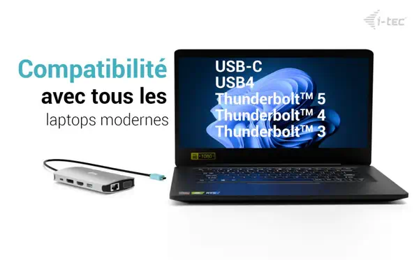 USB-C Metal Nano 3x Display (DP, HDMI and VGA) Docking Station + Power Delivery 100 W - I-Tec - Station d'accueil pour portable - visuel 5