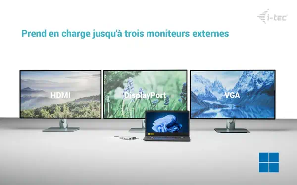 USB-C Metal Nano 3x Display (DP, HDMI and VGA) Docking Station + Power Delivery 100 W - I-Tec - Station d'accueil pour portable - visuel 8