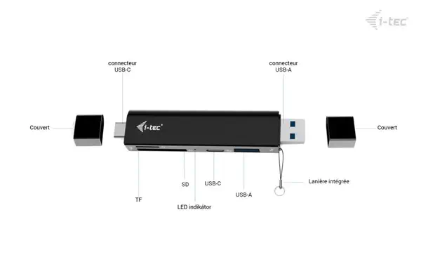 USB-C/USB-A Dongle SD, TF and 2x USB (1x USB-A, 1x USB-C) - I-Tec - Switchs et Hubs - visuel 5