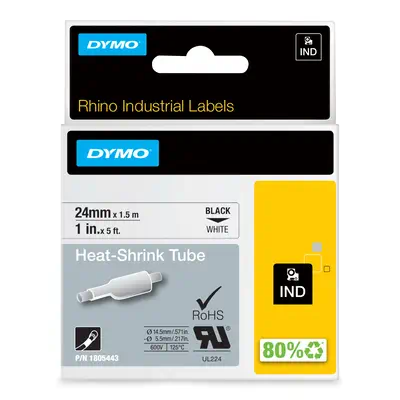 DYMO Rhino Industrielles Gaines thermorétractables autocollantes | 24 mm x 1,5 m | impression en noi - Dymo - Consommable - visuel 1