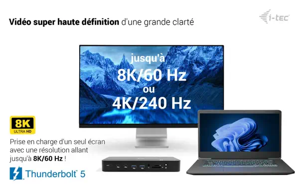 Thunderbolt 5 Triple Display Docking Station, M.2 slot, 6x USB, 2.5GLAN + Power Delivery 140W - I-Tec - Accessoire composant - visuel 6
