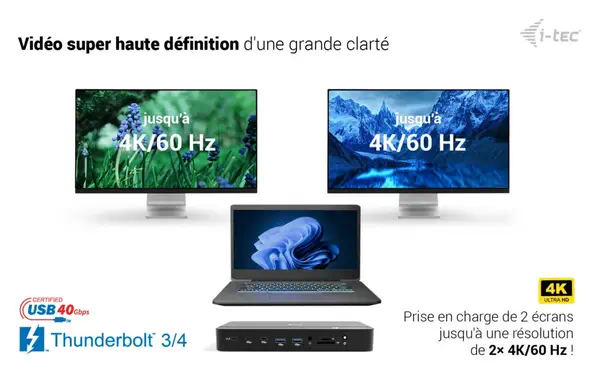Thunderbolt 5 Triple Display Docking Station, M.2 slot, 6x USB, 2.5GLAN + Power Delivery 140W - I-Tec - Station d'accueil pour portable - visuel 9