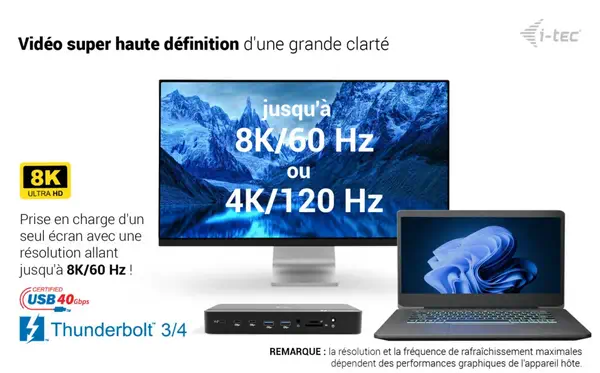 Thunderbolt 5 Triple Display Docking Station, M.2 slot, 6x USB, 2.5GLAN + Power Delivery 140W - I-Tec - Station d'accueil pour portable - visuel 8