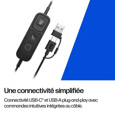 Garantie Micro-casque filaire USB monaural HP Poly Mission 615 (en vrac) - Témoin lumineux d'occupation intégré à l'oreillette
