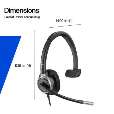 Micro-casque filaire USB monaural HP Poly Mission 615 (en vrac) - Casque Micro - visuel 6