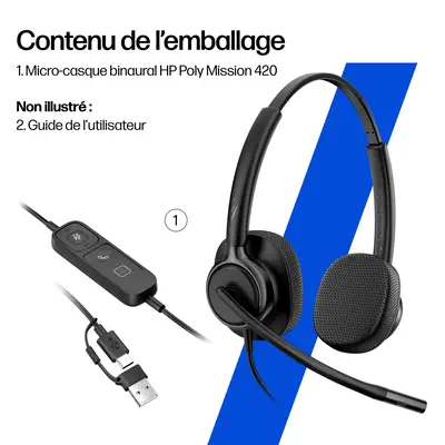 Micro-casque filaire USB monaural HP Poly Mission 415 (en vrac) - Casque Micro - visuel 7