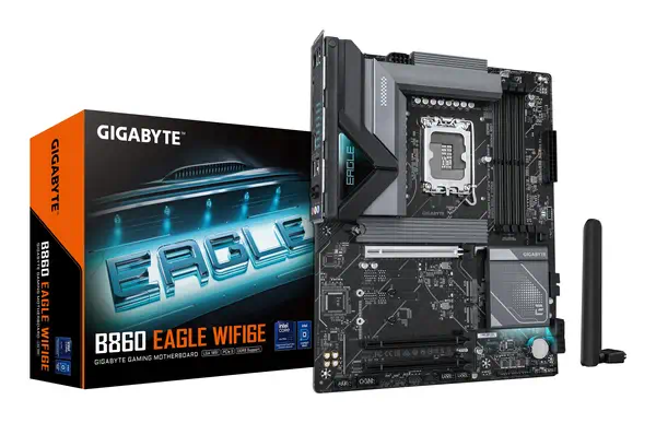 B860 EAGLE WIFI6E Carte mère - Processeurs Intel Core Ultra, VRM 12+1+2+1 phases, jusqu'à 9066MHz DD - Gigabyte - visuel 1
