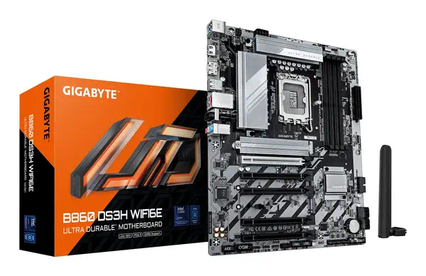 B860 DS3H WIFI6E Carte mère - Processeurs Intel Core Ultra, VRM 8+1+2+2 phases, jusqu'à 9066MHz DDR5 - Gigabyte - visuel 1