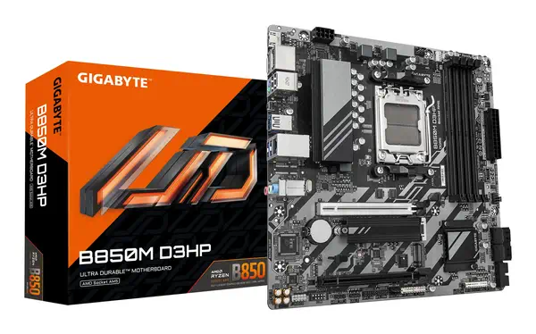 B850M D3HP Carte Mère - Processeurs AMD Ryzen Série 9000, 5+2+2 phases VRM numériques, jusqu'à 8200M - Gigabyte - Carte mère - visuel 1