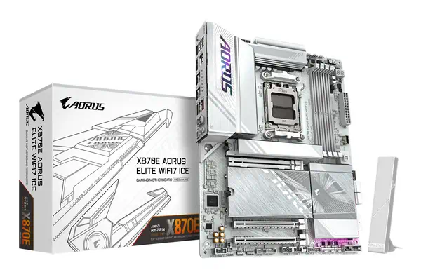 X870E AORUS ELITE WIFI7 ICE Carte mère - Prend en charge les processeurs AMD Ryzen 9000, VRM numériq - Gigabyte - visuel 1
