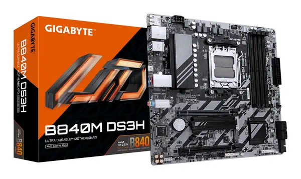 B840M DS3H Carte mère - Processeurs AMD Ryzen 9000, VRM 8+2+2 phases, jusqu'à 8200 MHz DDR5, 2xPCIe  - Gigabyte - visuel 1
