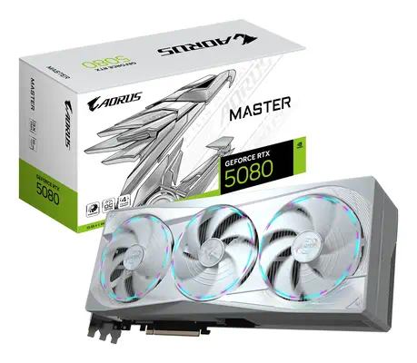 AORUS GeForce RTX 5080 MASTER ICE 16G Carte Graphique - 16 Go GDDR7, 256 bits, PCI-E 5.0, 2805MHz Co - Gigabyte - Carte graphique - visuel 1