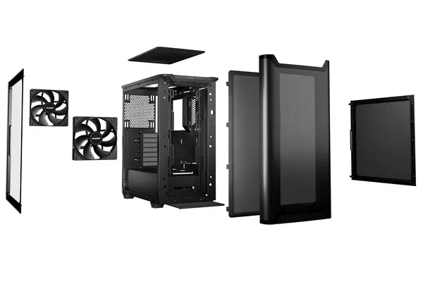 Pure Base 501 Noir | Boîtier PC vitré , Mini ATX / Micro ATX / ATX, 2 ventilateurs Pure Wings 3 140  - be quiet! - Boitier - visuel 4