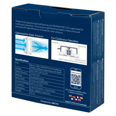 ARCTIC P8 PWM PST CO Boitier PC Ventilateur 8 cm Noir - Accessoire - visuel 7