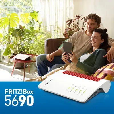 Box 5690 routeur sans fil 2.5 Gigabit Ethernet Bi-bande (2,4 GHz / 5 GHz) Rouge, Blanc - FRITZ! - Routeur - visuel 5