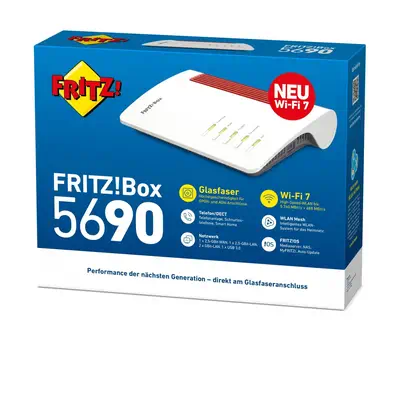 Box 5690 routeur sans fil 2.5 Gigabit Ethernet Bi-bande (2,4 GHz / 5 GHz) Rouge, Blanc - FRITZ! - Routeur - visuel 4