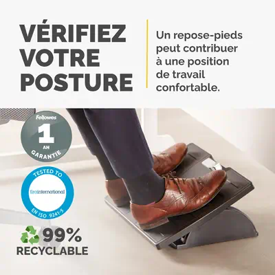 Fellowes Repose-pieds réglable Office Suites Microban - Produit ergonomique - visuel 6