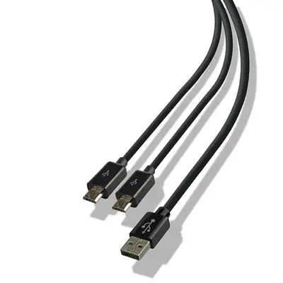 Cable Dual Play & Charge Pour Manettes - Noir (PS4) - Steelplay - Boitier d'alimentation - visuel 1