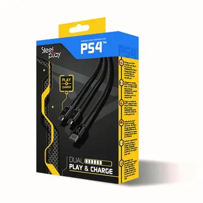 Cable Dual Play & Charge Pour Manettes - Noir (PS4) - Steelplay - Boitier d'alimentation - visuel 2