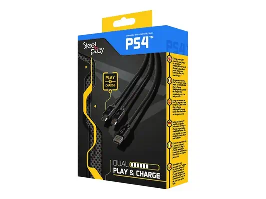 LEXIP X STEELPLAY Cable Dual Play & Charge Pour Manettes Noir PS4 - Pixminds - Boitier d'alimentation - visuel 2