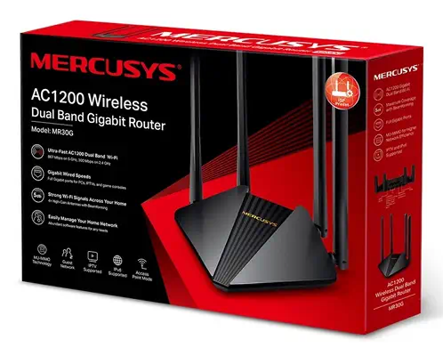 Mercusys MR30G routeur sans fil Gigabit Ethernet Bi-bande (2,4 GHz / 5 GHz) Noir - Routeur - visuel 4