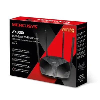 Mercusys MR80X routeur sans fil Gigabit Ethernet Bi-bande (2,4 GHz / 5 GHz) Noir - Routeur - visuel 5