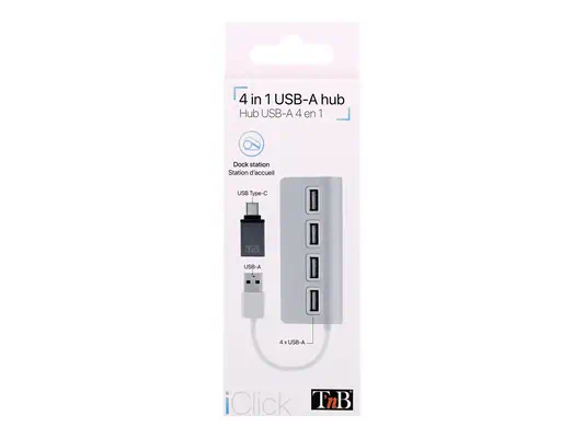 TNB Hub 4 Ports USB 2.0 Selfpowered Compatible Pc/Mac Aluminium Finish - T'NB - Switchs et Hubs - visuel 6