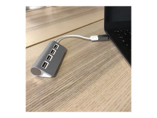 TNB Hub 4 Ports USB 2.0 Selfpowered Compatible Pc/Mac Aluminium Finish - T'NB - Switchs et Hubs - visuel 8
