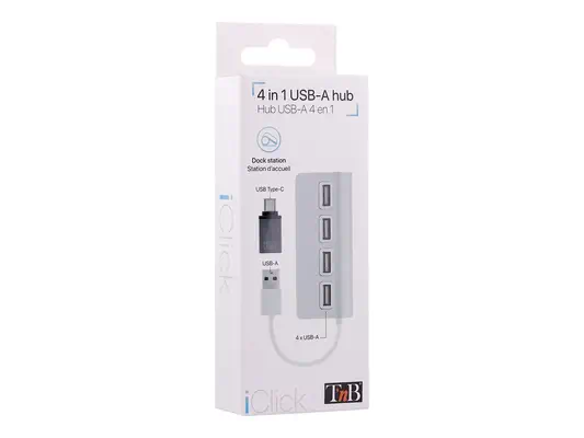 TNB Hub 4 Ports USB 2.0 Selfpowered Compatible Pc/Mac Aluminium Finish - T'NB - Switchs et Hubs - visuel 9