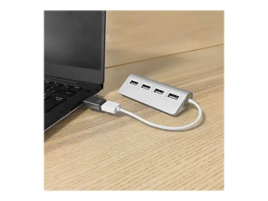 TNB Hub 4 Ports USB 2.0 Selfpowered Compatible Pc/Mac Aluminium Finish - T'NB - Switchs et Hubs - visuel 2