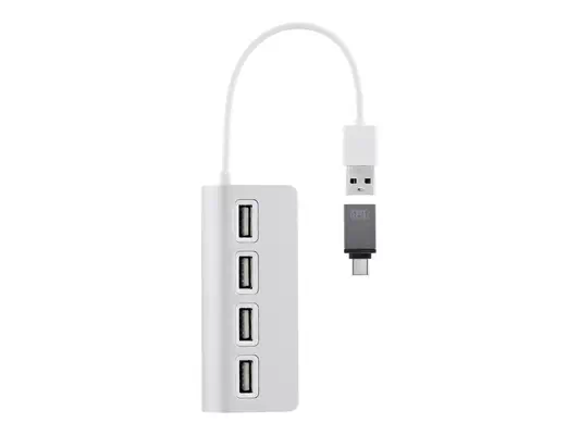 TNB Hub 4 Ports USB 2.0 Selfpowered Compatible Pc/Mac Aluminium Finish - T'NB - Switchs et Hubs - visuel 4