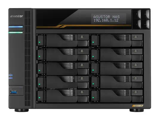 ASUSTOR LOCKERSTOR 10 GEN 3 AS6810T NAS 10 baies AMD Ryzen Embedded V3C14 16Go ECC DDR5 - 10 GbE x2  - Asus - Serveur NAS - visuel 1