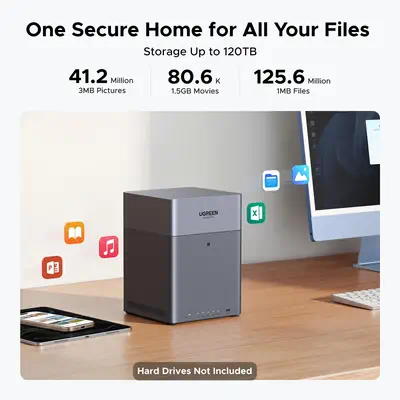 Ugreen DH4300 Plus NAS Mini Tower 8 Go LPPDDR4X UGOS Pro Gris - UGREEN - Serveur NAS - visuel 3