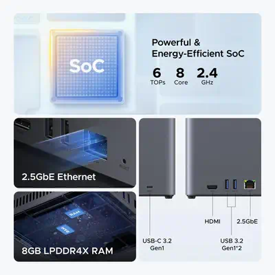 Ugreen DH4300 Plus NAS Mini Tower 8 Go LPPDDR4X UGOS Pro Gris - UGREEN - Serveur NAS - visuel 9