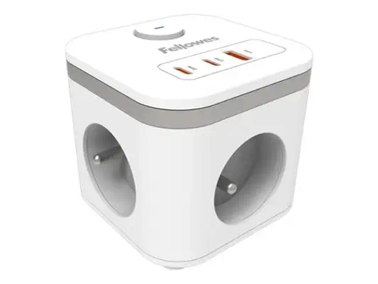 FELLOWES POWER CUBE TYPE E - BLANC MULTI PRISE Équipé de 3 x prises de courant 230v 1 x port USB-A 1 - Fellowes - Accessoire Onduleur - visuel 1