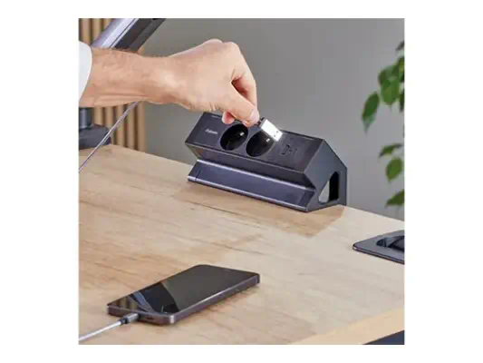 FELLOWES PRISE POUR BUREAU ÉLECTRIQUE TYPE E - NOIR Équipé de 2 x prise de courant 230v 1 x port USB - Fellowes - Accessoire Onduleur - visuel 6