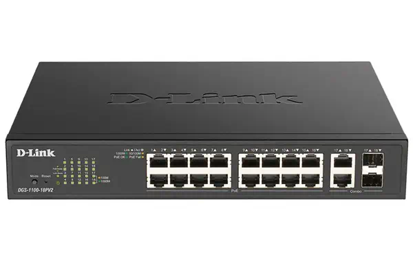 D-Link DGS-1100-18PV2 commutateur réseau Géré L2 Gigabit Ethernet (10/100/1000) Connexion Ethernet,  - Routeur - visuel 1