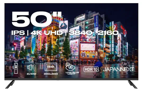 JAPANNEXT JN-IPS500UHD60F écran plat de PC 127 cm (50") 3840 x 2160 pixels 4K Ultra HD Noir - Affichage dynamique - visuel 3