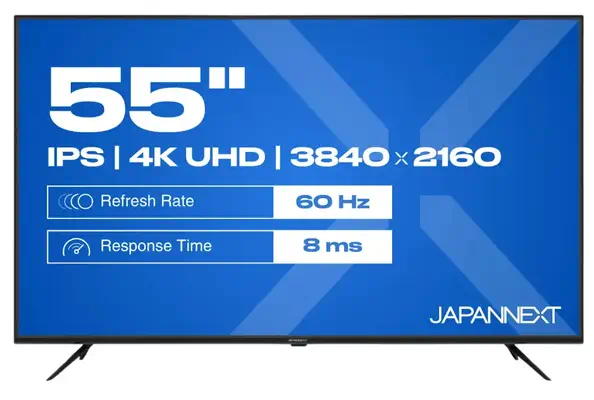 JAPANNEXT JN-IPS550UHD60F écran plat de PC 139,7 cm (55") 3840 x 2160 pixels 4K Ultra HD LCD Noir - Affichage dynamique - visuel 1