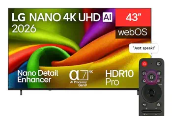 Livraison rapide LG NANO 4K UHD AI 43NU850B6LA 109,2 cm (43") 4K Ultra HD Smart TV Wifi Noir