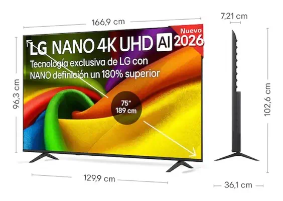 LG NANO 4K UHD AI 75NU850B6LA TV 190,5 cm (75") 4K Ultra HD Smart TV Wifi Noir - Ecran TV - visuel 2