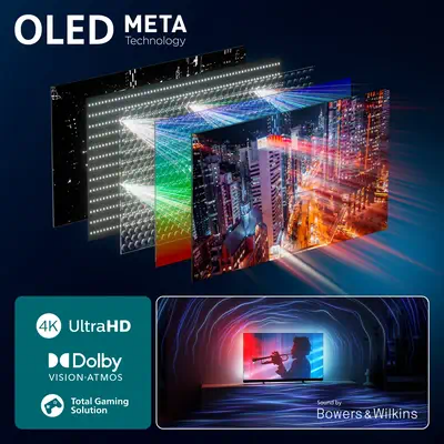 Philips 65OLED910/12 TV 165,1 cm (65") 4K Ultra HD Smart TV Wifi Métallique - Ecran TV - visuel 4