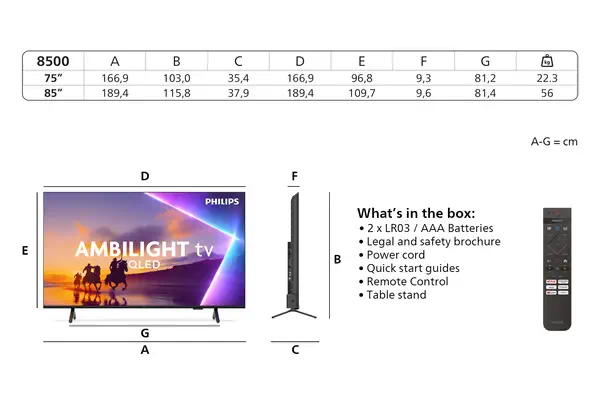 Philips 8500 series 75PUS850012 190,5 cm (75") 4K Ultra HD Smart TV Wifi Noir - Ecran TV - visuel 3