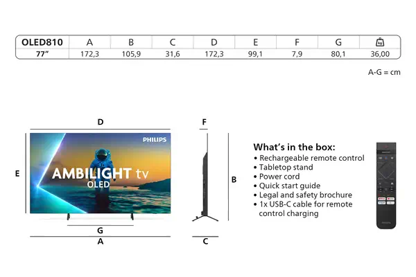 Philips 77OLED810/12 TV 195,6 cm (77") 4K Ultra HD Smart TV Wifi Noir - Ecran TV - visuel 3
