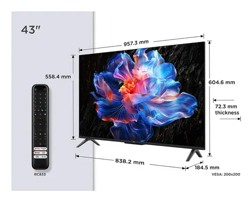 TCL 43P69K TV 109,2 cm (43") 4K Ultra HD Smart TV Wifi Noir - Ecran TV - visuel 3