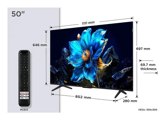 TCL P79K 50P79K TV 127 cm (50") 4K Ultra HD Smart TV Wifi Métallique 430 cd/m² - Ecran TV - visuel 1