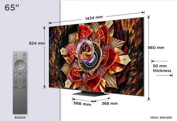 TCL 65C9K TV 165,1 cm (65") 4K Ultra HD Smart TV Wifi Noir 5800 cd/m² - Ecran TV - visuel 2