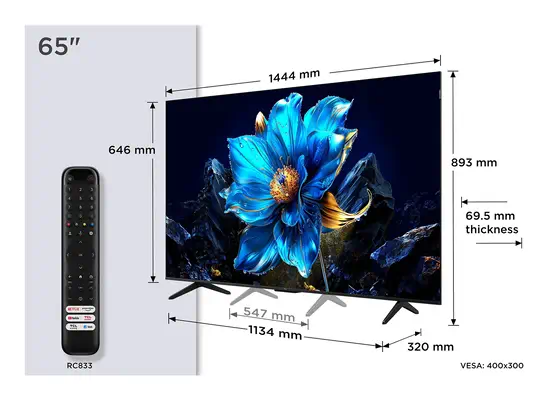 TCL P79K 65P79K TV 165,1 cm (65") 4K Ultra HD Smart TV Wifi Métallique 430 cd/m² - Ecran TV - visuel 1