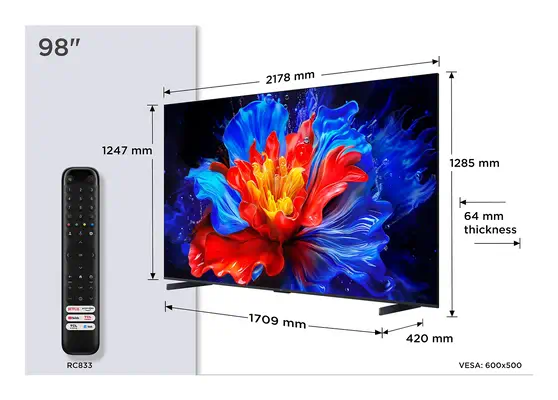TCL P89K 98P89K TV 2,49 m (98") 4K Ultra HD Smart TV Wifi Métallique 450 cd/m² - Ecran TV - visuel 2